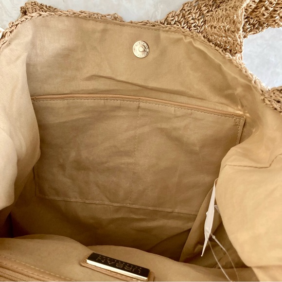NWT Urban Expressions “Calliope” Brown Woven Straw Tote with Pastel Accents - Picture 11 of 11
